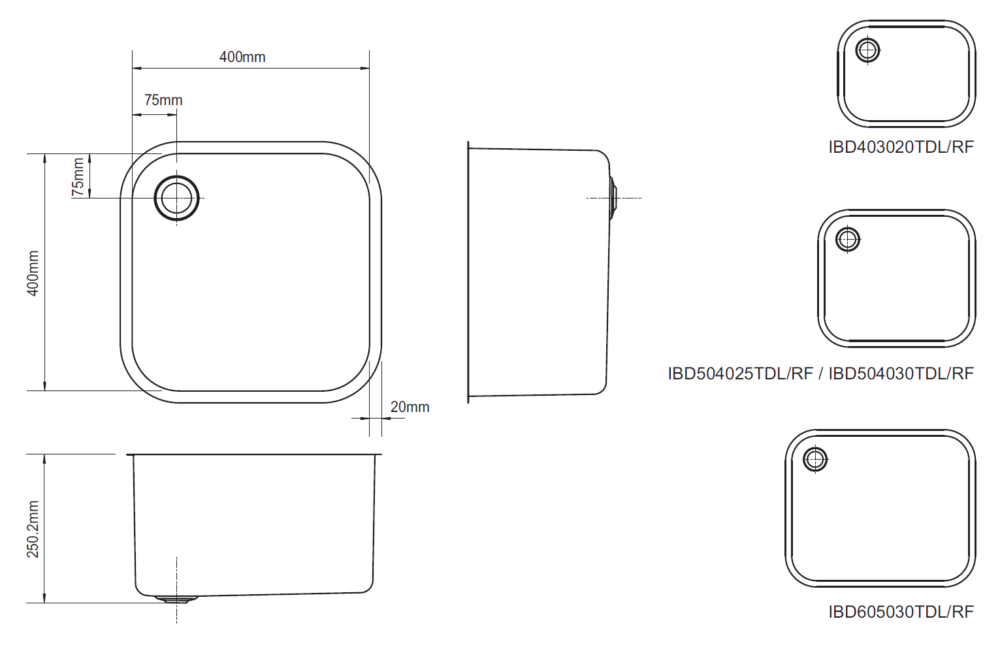 Stainless steel undermount metric bowls - Image 2